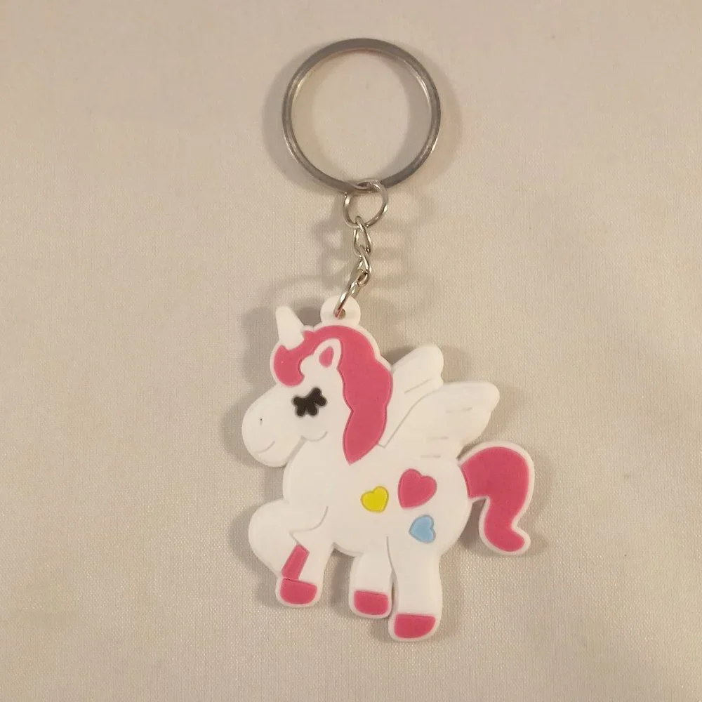 Silver My Little Pony Thunder Spectrum Pegasus + Heart Unicorn Key Rings 2 pcs